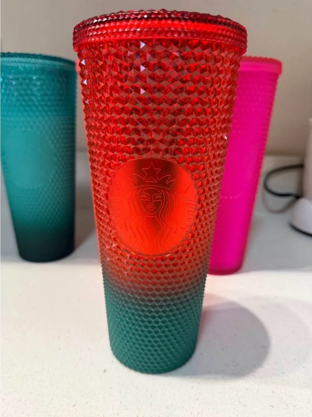 Starbucks Textured Ombre Tumbler Set - Teal, Coral, Hot Pink, Red